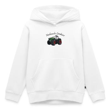 Jeune agriculteur tracteur ventilateur jantes rouges - Sweat Premium à capuche enfant bio - blanc - Devant - AI Model Kid Female (0cm)