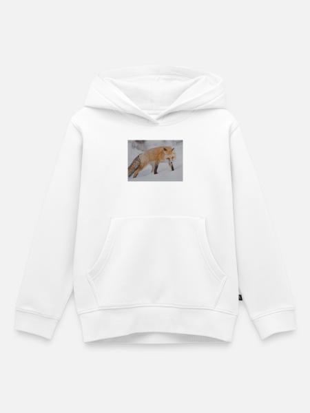 Schnee-Fuchs Pixelkunst - Kinder Premium Organic Hoodie - Weiß