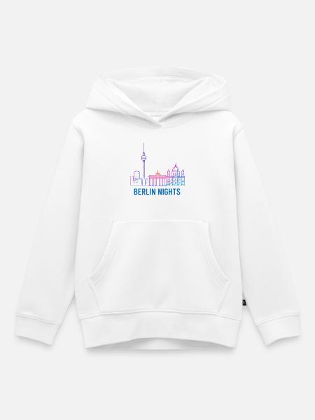 Berlin Nights Neon Skyline - Kinder Premium Organic Hoodie - Weiß