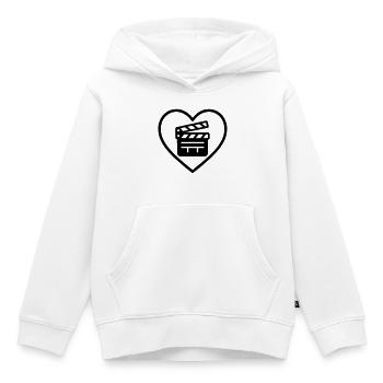 Heart Cinema – Amateur de cinéma - Sweat Premium à capuche enfant bio - blanc - Devant - AI Model Kid Female (0cm)