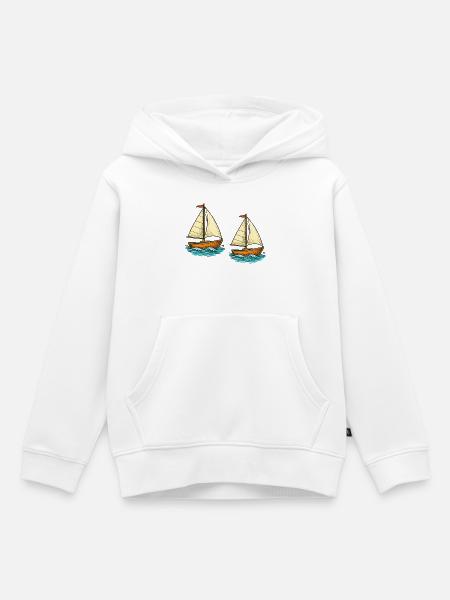 Zwei Segelboote - Kinder Premium Organic Hoodie - Weiß