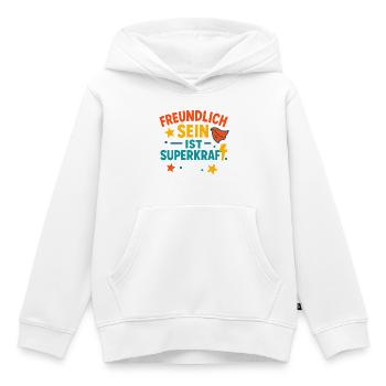 Superpouvoir Be Gentil, Chemise Encourageante mignonne - Sweat Premium à capuche enfant bio - blanc - Devant - AI Model Kid Female (0cm)