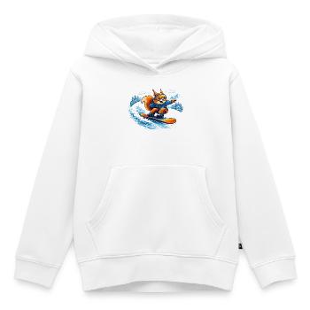Drôle d’écureuil snowboard – Divertissements d’hiver - Sweat Premium à capuche enfant bio - blanc - Devant - AI Model Kid Female (0cm)