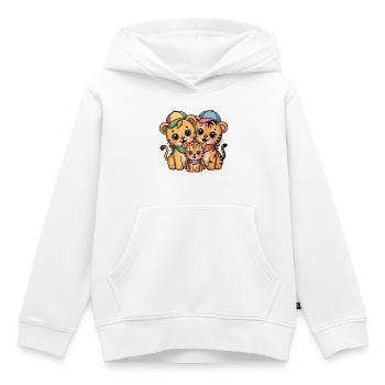 Süße Löwe Tiger Leopard Freunde - Kinder Premium Organic Hoodie - Weiß - Vorne - AI Model Kid Female (0cm)