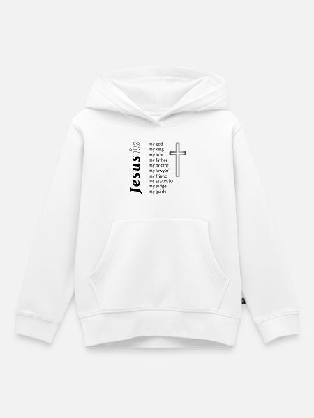 Minimalistische Kreuz-Silhouette - Kinder Premium Organic Hoodie - Weiß