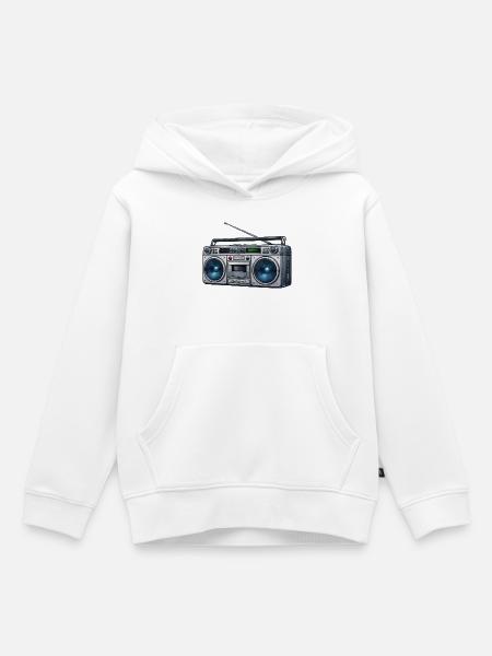 Retro Boombox Ghettoblaster - Kinder Premium Organic Hoodie - Weiß