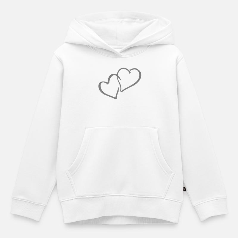 cœurs cœurs cœurs - Sweat Premium à capuche enfant bio - blanc