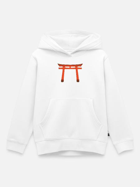 Lebendiges Torii-Tor - Kinder Premium Organic Hoodie - Weiß