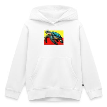 tortue - Sweat Premium à capuche enfant bio - blanc - Devant - AI Model Kid Female (0cm)