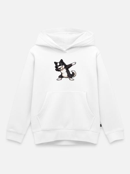 Dabbing Border Collie - Kinder Premium Organic Hoodie - Weiß