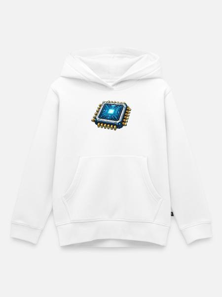 Leuchtender Mikrochip Digitalkern - Kinder Premium Organic Hoodie - Weiß