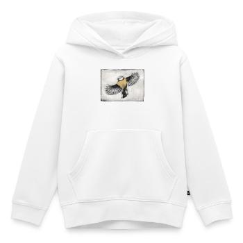 Oiseau en vol - Gravé à la main imprimable - Sweat Premium à capuche enfant bio - blanc - Devant - AI Model Kid Female (0cm)