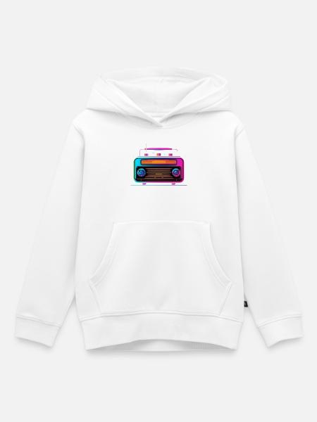 70er Jahre Radio - Kinder Premium Organic Hoodie - Weiß