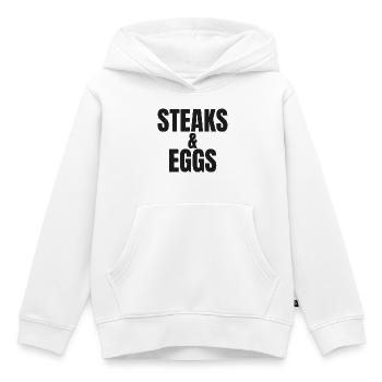 STEAK ET ŒUFS | T-shirt Carnivore | Petit-déjeuner de Ch - Sweat Premium à capuche enfant bio - blanc - Devant - AI Model Kid Female (0cm)