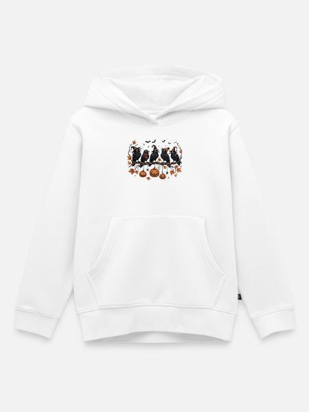 Halloween Raben Herbst Kürbis - Kinder Premium Organic Hoodie - Weiß