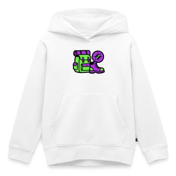 Graphique de boussole pour sac à dos de randonnée - Sweat Premium à capuche enfant bio - blanc - Devant - AI Model Kid Female (0cm)