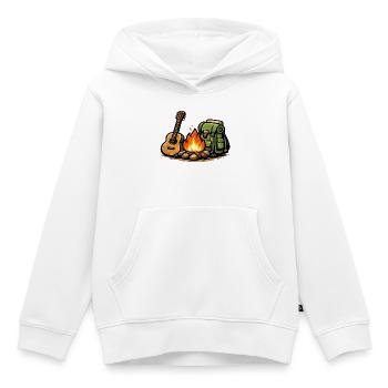 Lagerfeuer Gitarre Abenteuer - Kinder Premium Organic Hoodie - Weiß - Vorne - AI Model Kid Female (0cm)