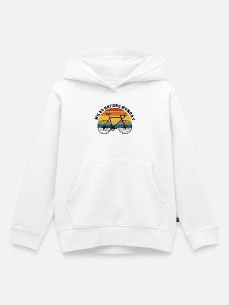 Sonnenuntergang-Radfahrer Silhouette - Kinder Premium Organic Hoodie - Weiß