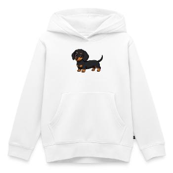 Teckel mignon – Chien rétro en pixel art - Sweat Premium à capuche enfant bio - blanc - Devant - AI Model Kid Female (0cm)