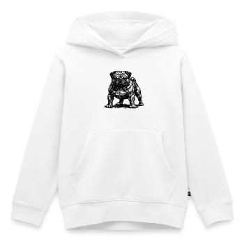 Muskulöser Mops mit bösem Blick - Kinder Premium Organic Hoodie - Weiß - Vorne - AI Model Kid Female (0cm)