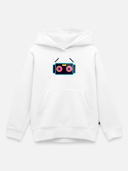 Neon-Pop-Roboter-Gesicht - Kinder Premium Organic Hoodie - Weiß