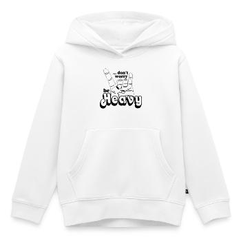 Heavy Metal,Headbanger,dont worry be Heavy(25) - Kinder Premium Organic Hoodie - Weiß - Vorne - AI Model Kid Female (0cm)