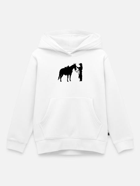 Frau mit Pferd - Kinder Premium Organic Hoodie - Weiß