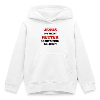 Jésus est mon Sauveur, pas ma religion - Sweat Premium à capuche enfant bio - blanc - Devant - AI Model Kid Female (0cm)