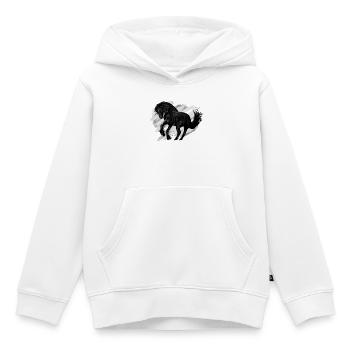 Eleganter Schwarz-Weiß-Pferd im Galopp - Kinder Premium Organic Hoodie - Weiß - Vorne - AI Model Kid Female (0cm)