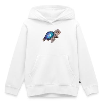 Tortue avec une galaxie - Sweat Premium à capuche enfant bio - blanc - Devant - AI Model Kid Female (0cm)