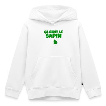 sapin, ça sent le sapin, Noël - Sweat Premium à capuche enfant bio - blanc - Devant - AI Model Kid Female (0cm)