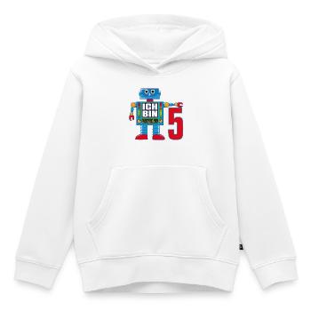 Lustiger blauer Roboter - ich bin 5 Jahre alt - Kinder Premium Organic Hoodie - Weiß - Vorne - AI Model Kid Female (0cm)