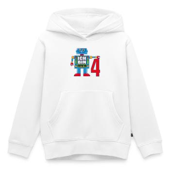 Lustiger blauer Roboter - ich bin 4 Jahre alt - Kinder Premium Organic Hoodie - Weiß - Vorne - AI Model Kid Female (0cm)