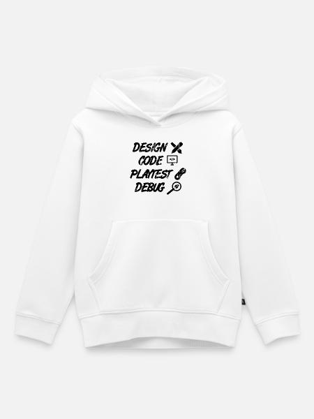 Design Code Playtest Debug - Kinder Premium Organic Hoodie - Weiß
