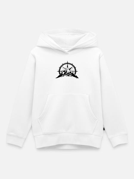 Compass With Mountain Silhouette - Kinder Premium Organic Hoodie - Weiß