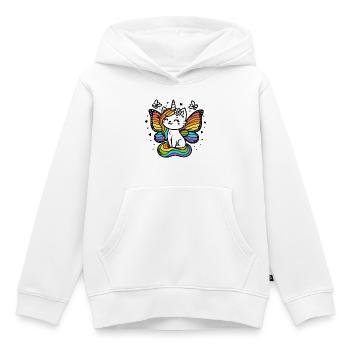 Geflügelte Einhornkatze (bunt) - Kinder Premium Organic Hoodie - Weiß - Vorne - AI Model Kid Female (0cm)