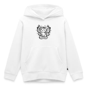 Geflügelte Katze (schwarz) - Kinder Premium Organic Hoodie - Weiß - Vorne - AI Model Kid Female (0cm)