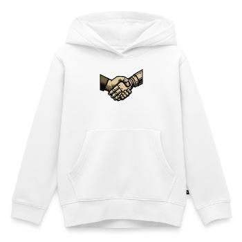 Poignée de main entre l’homme et la machine - Sweat Premium à capuche enfant bio - blanc - Devant - AI Model Kid Female (0cm)