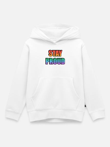 Stay Proud Gradient Text Design - Kinder Premium Organic Hoodie - Weiß