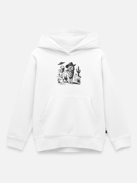 Wüstenkatze mit Cowboyhut - Kinder Premium Organic Hoodie - Weiß