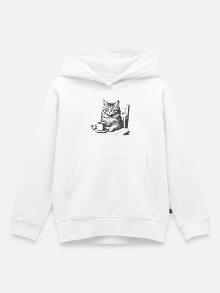 Katzenkaffee Moment - Kinder Premium Organic Hoodie - Weiß