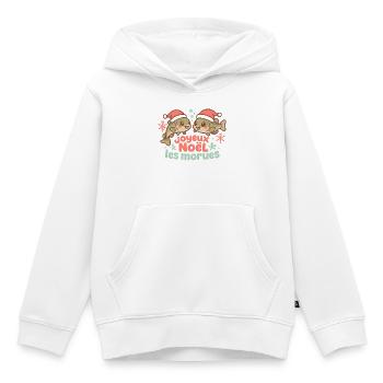 Morues de Noël rigolotes - Sweat Premium à capuche enfant bio - blanc - Devant - AI Model Kid Female (0cm)