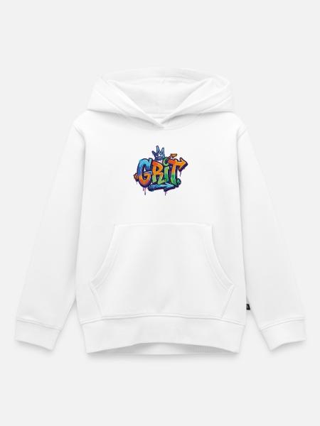 Grit Graffiti Motivation - Kinder Premium Organic Hoodie - Weiß
