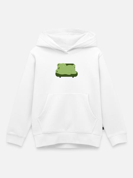 Schlafiger Frosch-Couch-Kumpel - Kinder Premium Organic Hoodie - Weiß
