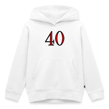 40. 40 YEARS. 40th ANNIVERSARY. 40 YEARS ANNIVERSARY. - Kids Premium Organic Hoodie - white - Front - AI Model Kid Female (0cm)