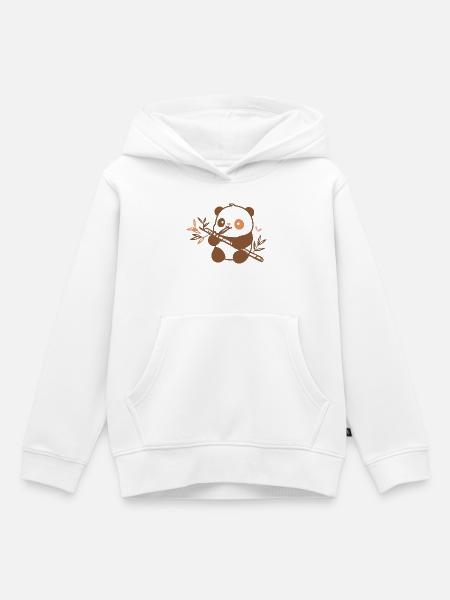 Kuschelpanda mit Bambus - Kinder Premium Organic Hoodie - Weiß