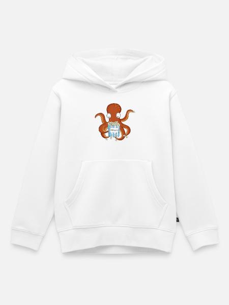 Popcorn Krake  - Kinder Premium Organic Hoodie - Weiß