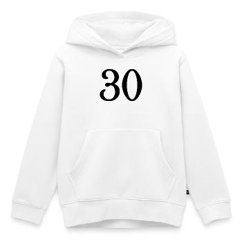 30. 30 ANS. 30e ANNIVERSAIRE. ANNIVERSAIRE 30 ANS. - Sweat Premium à capuche enfant bio - blanc - Devant - AI Model Kid Female (0cm)