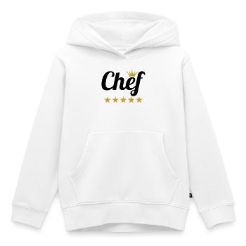 Chef Suprême : Couronne et 5 Étoiles Or - Sweat Premium à capuche enfant bio - blanc - Devant - AI Model Kid Female (0cm)