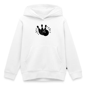 Bowlingkugel und Kegel - Kinder Premium Organic Hoodie - Weiß - Vorne - AI Model Kid Female (0cm)